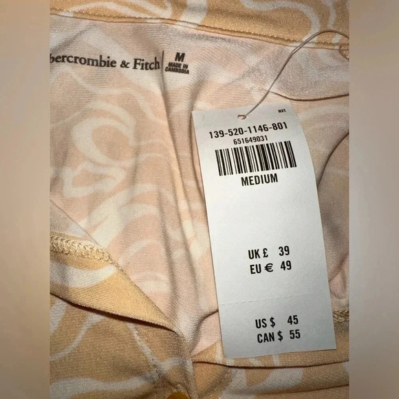 Abercrombie & Fitch Hippie Retro Button Up Collared Cropped Tee Size M - NWT - Picture 4 of 4